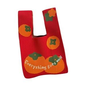 Vibrant Red and Orange Knit Bag